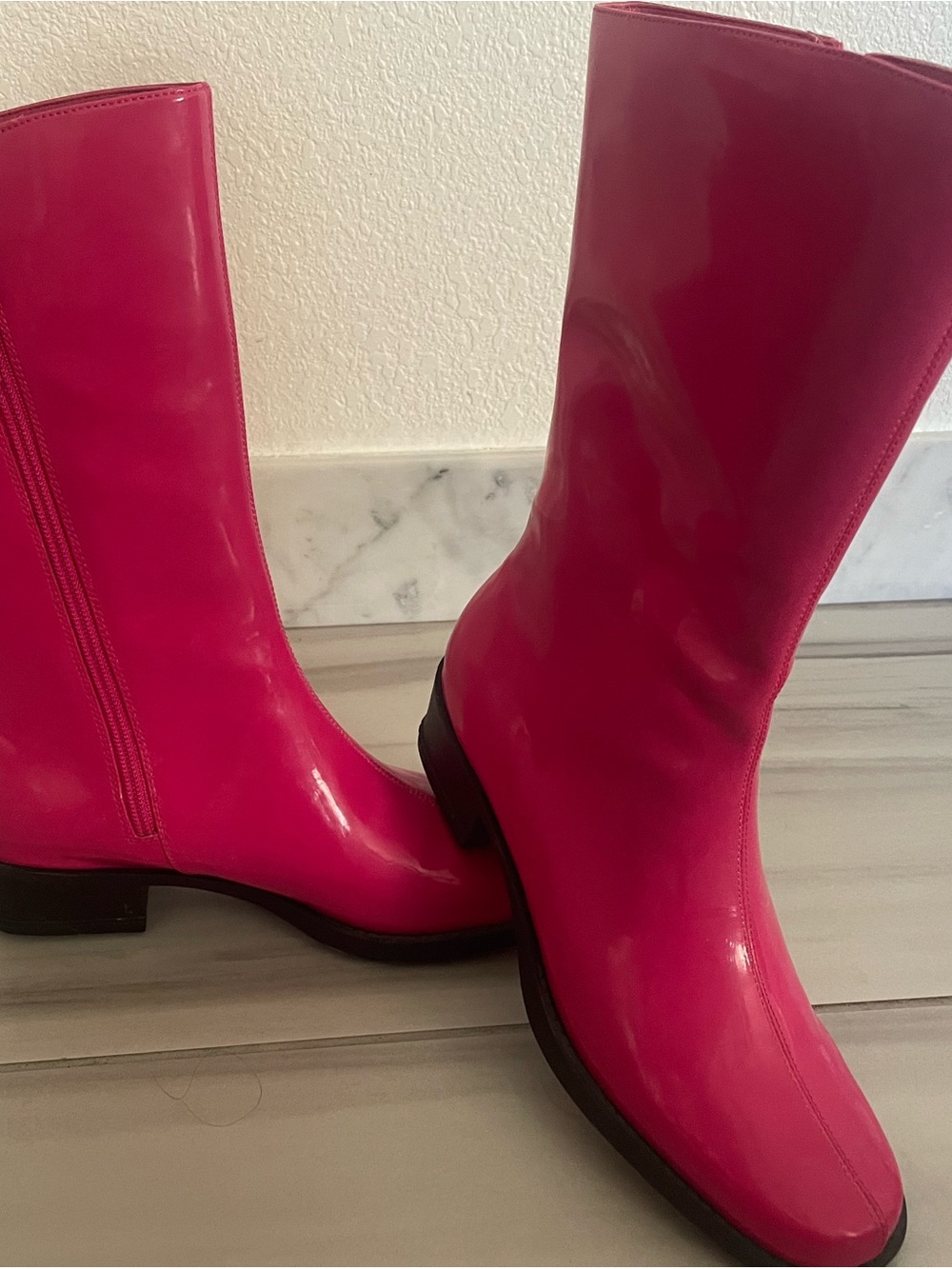 Chadwicks Hot Pink Patent Leather Gogo Boots Size 7M Retro Y2K 35-1509-5